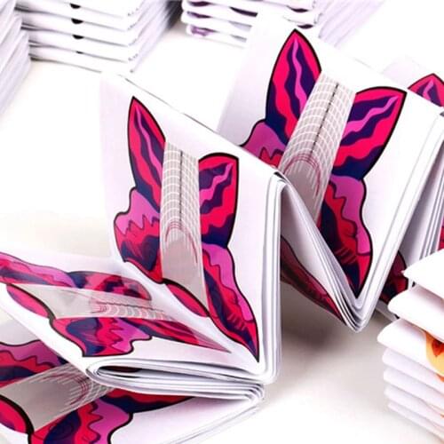 100pcs Acrylic French Curve Sticker UV Gel Building Self-Adhesive Manicure Guide Nail Forms Extension Salon Accessories Nail Art
