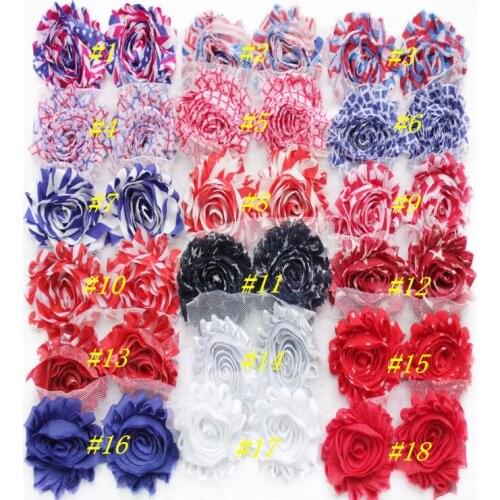 15ds / 2bundles/2colors /lot chiffon rose trim shabby flower rostte trimming for Flag Day USA Holiday