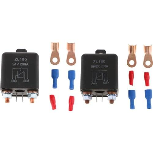2 Pack of 200A DC 48V High Current Auto Car Starter Relay 2 Pin SPST Start Contactor On/Off Switch