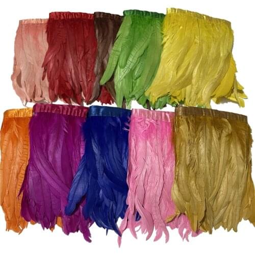2Meters/Lot Rooster Tail Coque Feather Trim Ribbons for Needlework Tape Pheasant Feathers for Crafts Trimmings Sewing Decoration
