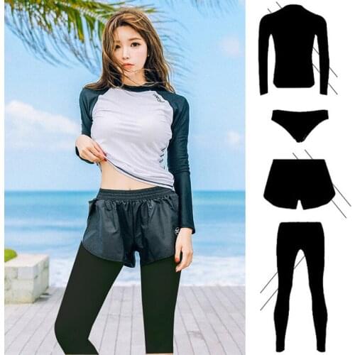Women Men Rash Guard Long Sleeve Swimsuit 3-4pcs set UPF 50 Swim Shirt Tights Fitness Swim Surf Yoga Running Athletic Tracksui