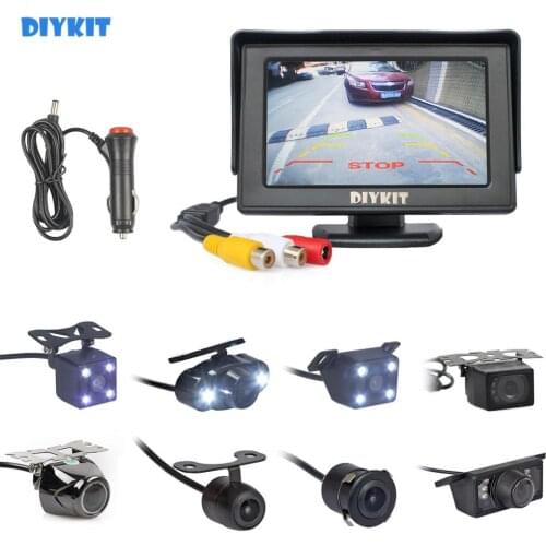 DIYKIT 4.3" Car Rearview Monitor Auto Parking Video Night Vision Backup Reverse Camera Car Rear View Camera free Car Charger