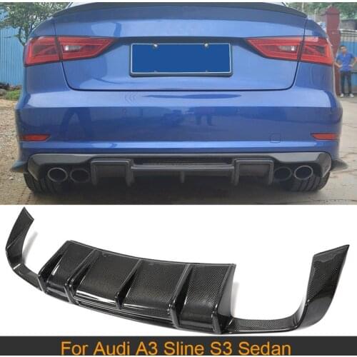 Car Rear Bumper Diffuser Lip Spoiler for Audi A3 Sline S3 Sedan 4D 2014-2016 Not for RS3 Rear Diffuser Lip Spoiler Carbon Fiber