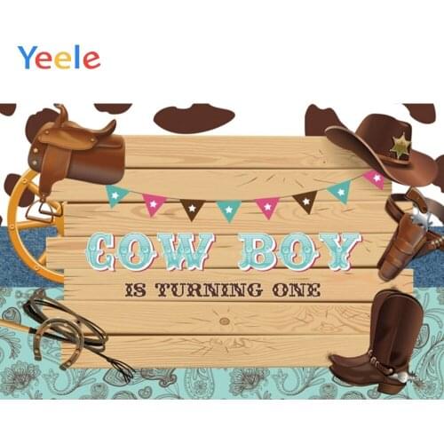 Yeele 1st Baby Birthday Cow Boy Buddy Wooden Board Photography Backdrops Personalized Photographic Background For Photo Studio