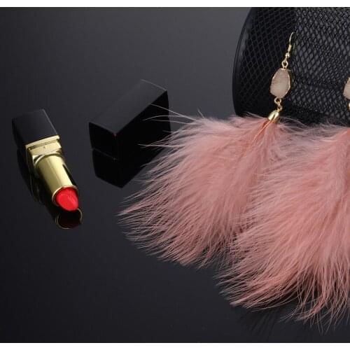 Carnival Grey/pink/white/black Feather Earrings for Women Long Dangle - Natural Rooster Feather Gypsy Earrings BOHO 15+8cm L-34D