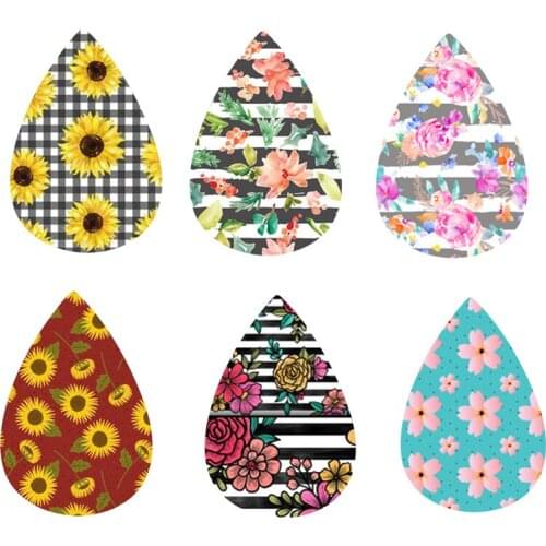 Diy Leather Earrings Lovely Gingham With Flowers 24pcs / Set