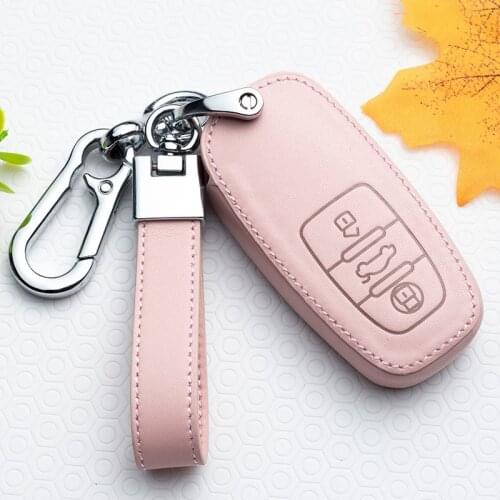 Leather Car Key Case Cover Fob Case for Audi A1 A3 A4 A5 A6 A7 A8 Quattro Q3 Q5 Q7 2009 2010 2011 2012 2013 2014 2015 Accessorie