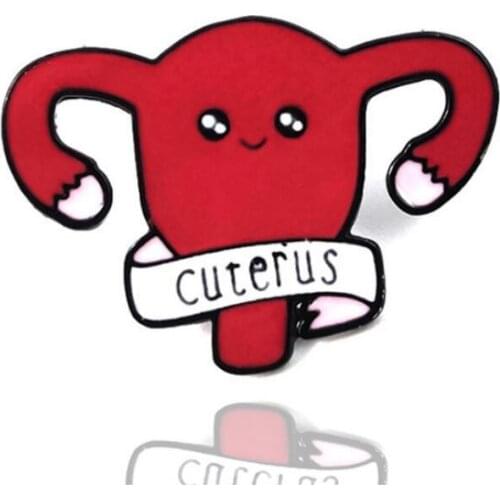 Creative Personality Brooch In Shape Of Cartoon Uterus Best Gift For Mothers Day Moving Decoration Red Pins With Cuterus Banner