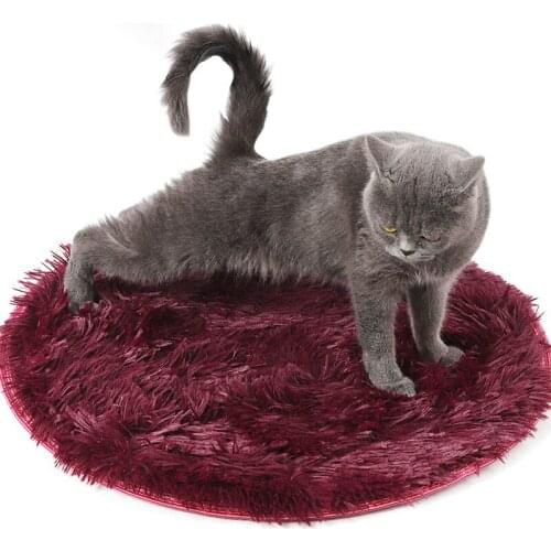 4 Colors Soft Plush Dog Cat Bed Mat Round Puppy House Cushion Anti-Skid Bottom Warm Cat Beds Diameter Small PetProducts