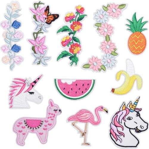 50pcs/Lot Flower Embroidery Patches Letters Clothing Decoration Accessories Diy Iron Heat Transfer Applique Appliques