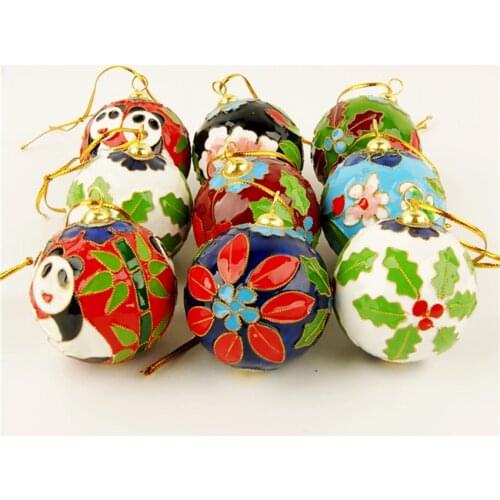 Wholesale new 10PCS Chinese handmade cloisonne croquet Christmas ornaments 50MM