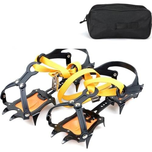 10-Teeth Outdoor Climbing Antiskid Crampons Adjustable Winter Walk Ice Mountaineering Snowshoes Manganese Steel Slip Shoe Covers