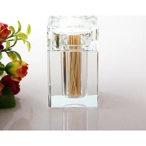 5*8cm Crystal Glass Toothpick Box Transparent Toothpick Holder Cassette Cover Cotton Swab Box