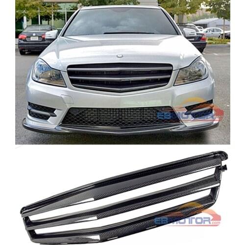 Real Carbon Fiber Front Bumper Grille Grill For Benz C-class W204 2007-2012 M124