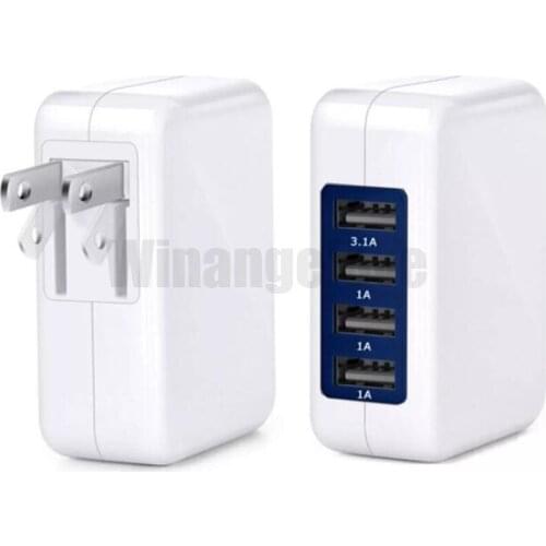 100pcs 3.1A 15W 4 Port USB Wall Charger Portable Travel Charger Power Adapter with Folding Plug for iPhone XS Android Phone