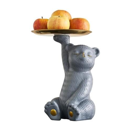 Light luxury style fruit tray snack candy tray home living room coffee table decoration multi-color bear Resin and tainless stee