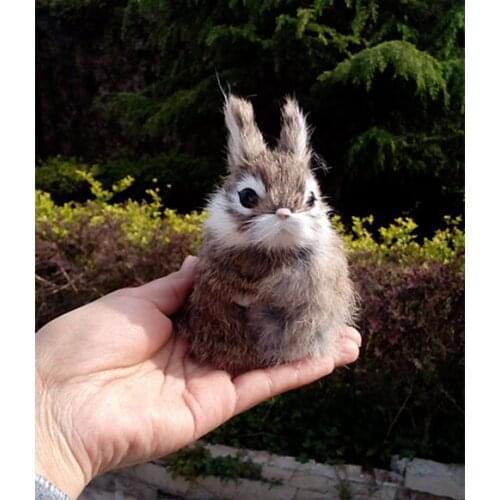 Simulation khaki rabbit 12x8CM hard model,polyethylene&fur rabbit toy home decoration Xmas gift 1748