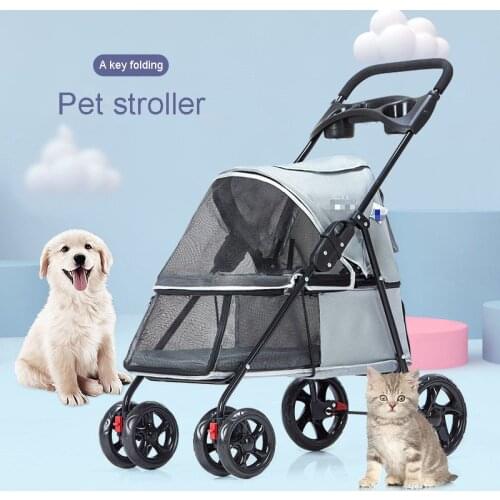 Convenient Dog Cat Fold Pets Wheelbarrow Outdoor Travel Transportation Comfortable Breathable Carrier For Dogs Pets Supplies
