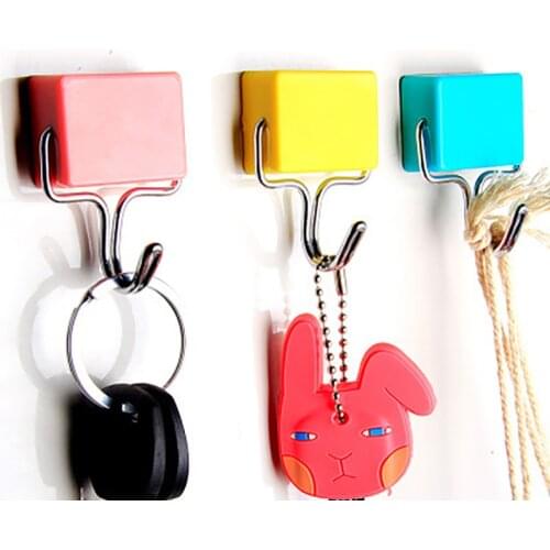 Magic Magnetic Hooks Hanging Key Sundries Kitchen Refrigerator Strong Magnet Sticky Hook Home 180 degree Rotate Metal Hook