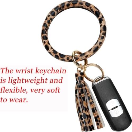 High Quality 14-16inch Diameter Car Steering Wheel Cover Car Coasters Leopard Keyring Bracelet Car Supplies
