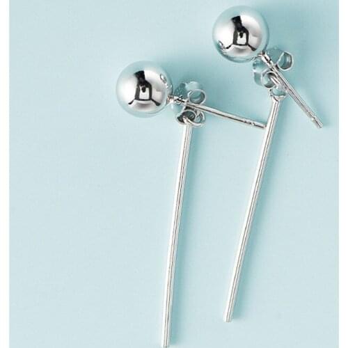 YPAY 100% Real 925 Sterling Silver Geometric Ball Tassel Dangle Earrings for Women Prevent Allergy Ear Needle Jewelry YME219