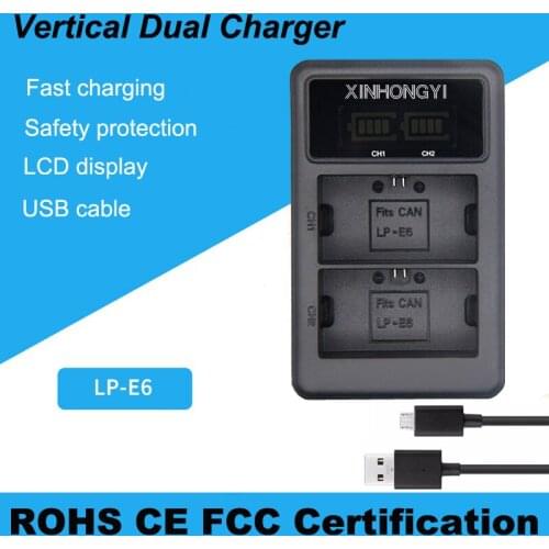 Lp-e6 battery charger LED Dual Camera Charger For Canon EOS 5DS R 5D Mark II 5D Mark III 6D 7D 80D EOS 5DS R bateria
