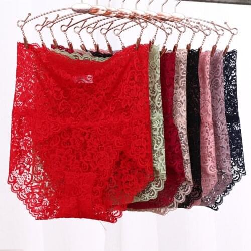 High-rise pants woman sexy lace briefs underwear fashion red/black/purple/blue pink colorful