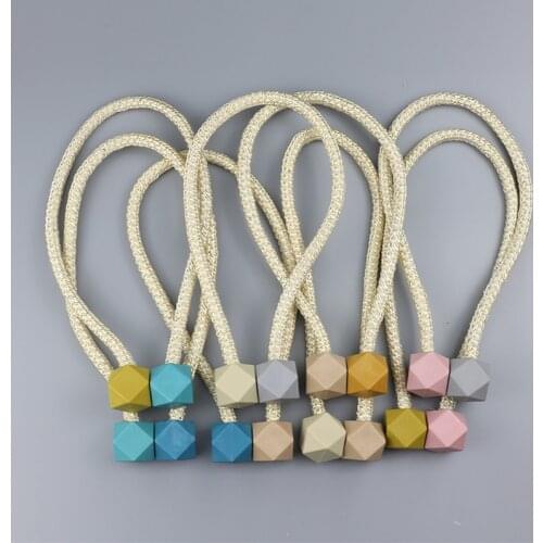 1pair Curtain Supplies Magnetic Home Decor Polyester Filament Double Color Tieback Holder Hooks Ball Buckle Clip Portable