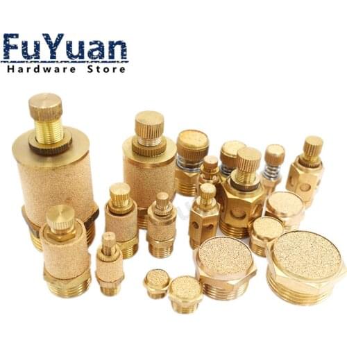 1PCS Brass Flat Head Silencer BSL-01 2 3 4 Thread 1/8 1/4 3/4 Pneumatic Solenoid Valve Busbar Adjustable Flow Silencer Fiitings