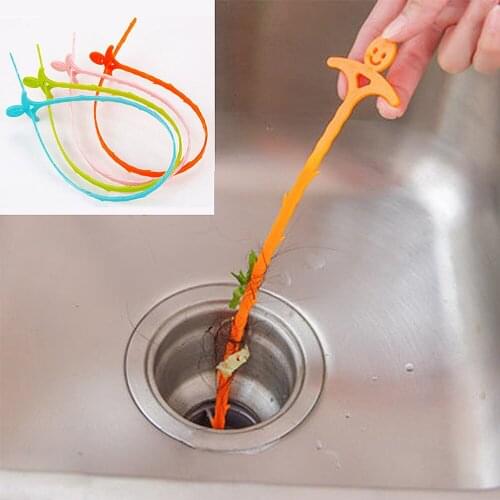 1pc 51cm Clean Tool PP Cleaning Hook Folding Pipe Cleaner Hair Dirt Cleaner For Kitchen Bathroom Toilet 50gA