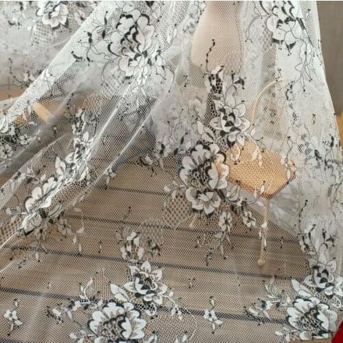 100*150 CM Black White Floral Lace Fabric For Summer Womens Dress Skirts Costume Sewing Trims Clothes Materials Handmade Craft