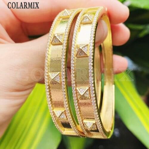 3 Pcs Zircon Geometric Bracelet Jewelry Bangle Light Gold metal Zircon Bracelet jewelry for women jewelry Women bangle 31733