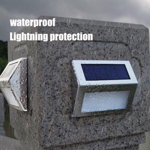 3LED IP44Waterproof Automatic Sensitivity Lamps White Warm Light Stainless Solar Wall Stair Light Garden Yard Road Street Patio