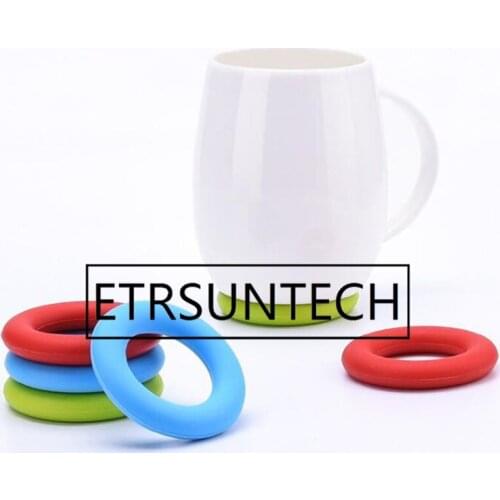 50sets 6pcs/set Creative Round Donut Silicone Mat Coasters Cute Doughnut Placemat Cup Mat Home Table Decoration