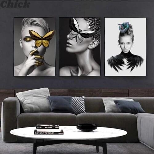 Abstract Canvas Paintings Fashion Girl Flower Wall Art Poster For Living Room Decor Decorative Paintings On The Wall Home Decor