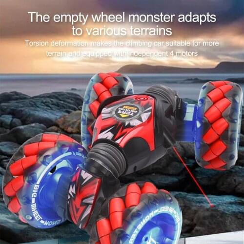 Remote Control Car, 4WD 30KM/H RC Stunt Car Watch Gesture Sensor Car, Double Sided Rotating Off Road Vehicle 360° Flips 1200mAh