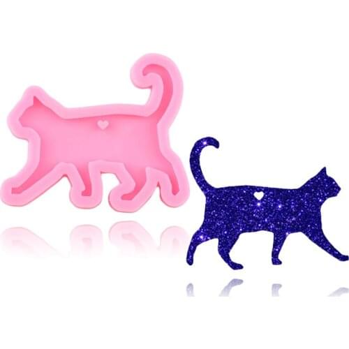 Disney Shiny Cat Walking Necklace Jewelry Epoxy Resin Mold Craft Keychain Silicone Molds Cupcake Topper Chocolate Fondant Moulds