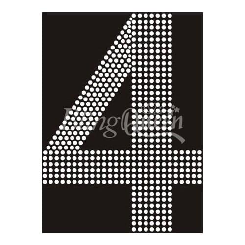 BlingQueen 25PCS/LOT Number 4 Rhinestone Motifs Iron On Transfers