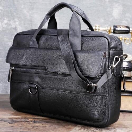 Large Mens Genuine Leather Handbag for Men Business Travel A4 Paper Messenger Bag 14 Inch Laptop Shoulder Bag Male Briefcase