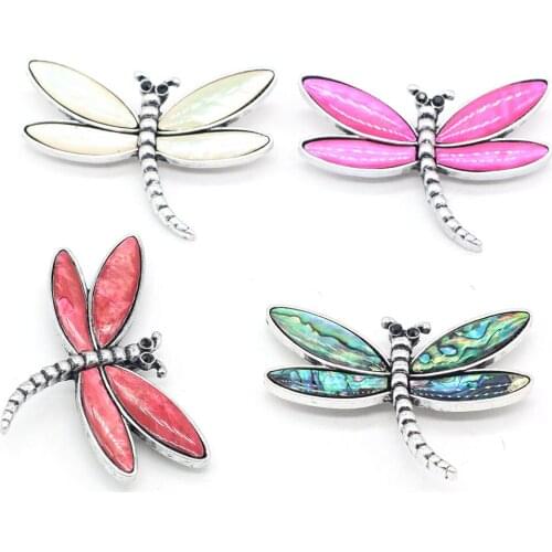 Natural Shell Brooch Pendant With Carved Lifelike dragonfly Shape Brooch Pin for Banquet Wedding Jewelry Women Gifts 40x53mm
