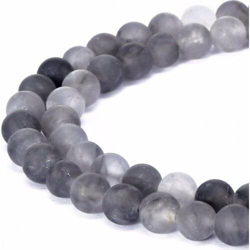 4-12mm Natural Stone Beads Round Gorgeous Grey Cloudy Quartz Matte Agata Loose Beads For Diy Jewelry Making Necklace Bracelet