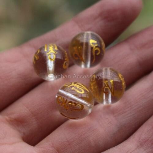 10Piece/lot 8 10 12mm Glass beads Carving om mani padme hum Clear Color Fashion Beads For jewelry making Wholesale and Retail
