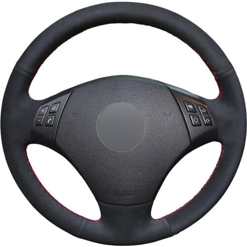 Black Suede DIY Hand-stitched Car Steering Wheel Cover for BMW E90 E91 320 318i 320i 325i 330i 320d 328xi X1 E84