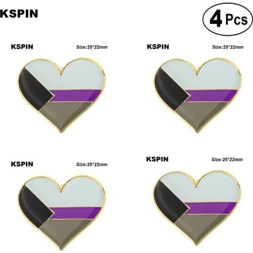 Demisexual Pride Heart Badge Flag Pin Lapel Pin Badge Brooch Icons 4pcs