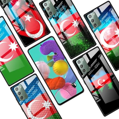 Azerbaijan Flag for Samsung Galaxy Note 20 Ultra 10 Lite Plus 9 8 5G A70 A50 A40 A30 A20 Tempered Glass Phone Case