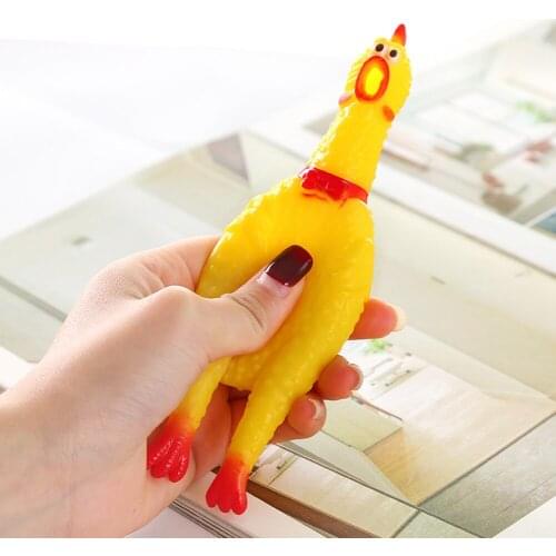 Dog Toys Squeeze Squeaky Sound Funny Toy Safety Rubber For Dogs Molar Chew Toys Funny Yellow Screaming Chicken Pets Toys