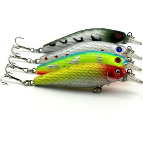 4pcs Artificial Minnow Fishing Lure Hard Plastic Tackle Crankbait 3D Fish Eyes 6# Hooks China Crap SwimBait 8.5cm 10.3g