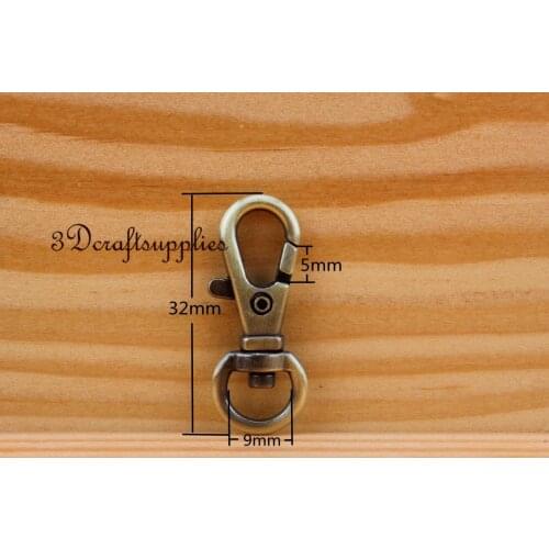 Lobster Clasps Clips Claw purse hooks Swivel snap hook anti brass 9mm 25pcs CF99