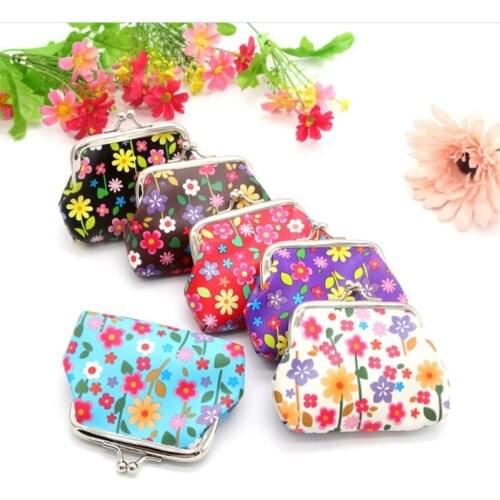 Lady Small Wallet Retro Vintage Flower Wallet Card Holder Coin Purse Girls Coin Bag Card Purse Key Money Storage Case 6 Colors