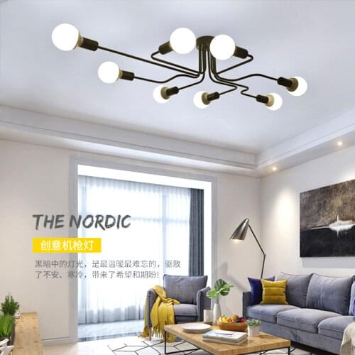 Creative simple modern living room iron art industrial wind ceiling lamp study bedroom restaurant clothing store led lamp